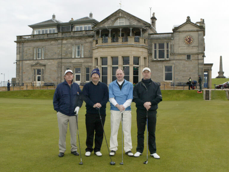 Jorge Soler (left) playing the Old Course, St Andrews during our 5th Anniversary celebrations