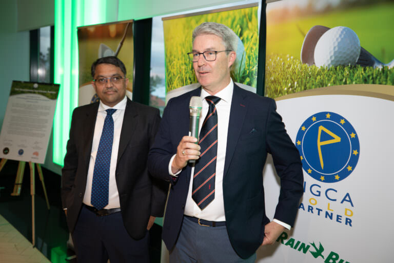Mohan Subramanian, Rain Bird (L) and Andy Brown, Toro (R) - EIGCA Gold Partners and sponsors of the EIGCA 2022 Annual Conference