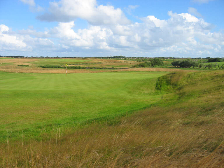 Hollow at rear of 3rd green at new championship links course, Marine Golf Club, Sylt, Germany