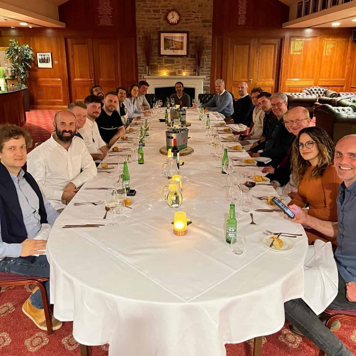 Current students and recent graduates of the EVQGCD at a Toro-sponsored dinner